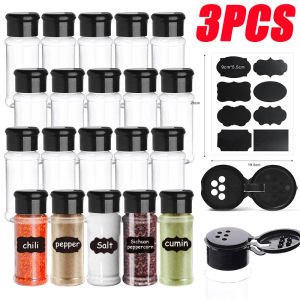 3PC Jars for spices Salt and Pepper Shaker Seasoning Jar spice organizer Plastic Barbecue Condiment Kitchen Gadget Tool