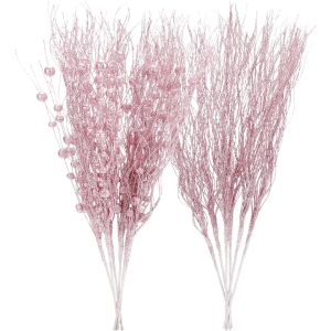 4PCS/set Buah Hiasan Pohon Natal Buatan dengan Bunga Berkilau dan Batang Berries Dekorasi Natal dalam Bentuk Buket untuk Rumah