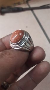 cincin batu akik pasir mas 14 mm