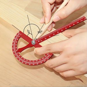 Aluminum Alloy Protractor Angle Marking Ruler Multifunctional Protractor Woodworking Ruler for High-precision Angle Measurement