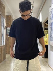 Summer Oversize Mens T-shirt Pure Cotton 280g Loose Short Sleeve Solid Color Base Layer Cityboy Casual Fashion Youth Pop