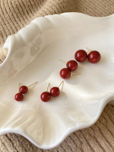 ต่างหูไข่มุกสีแดง 925 เงินแท้ แฟชั่นฤดูใบไม้ร่วง/ฤดูหนาว สำหรับผู้หญิง ต่างหูแบบใหม่สไตล์จีนโบราณ เครื่องประดับแฟชั่น