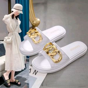 READY STOCK ELynA Summer Lady Sandals Womens Casual PVC Sandal Women Selipar Kasut Perempuan Selipar Wanita Kasut Sandal Vincci Slip-on Flat Shoes Rantai Emas Kasut Perempuan Kasut Wanita