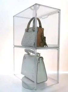 Transparent Storage Box Handbag Organizer Display Box With Cover Bag Sneakers Organizer Box Book Plastic Kotak Kasut