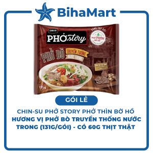 [GÓI LẺ] - MASAN - Chinsu Phở Story GÓI 131g (CÓ THỊT THẬT) Phở Thìn bờ hồ ăn liền Phở bò truyền thống nước trong