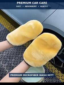 Premium Car Wash Mitt Scratch Free Comfort Fit Super Absorbent Breathable Mesh