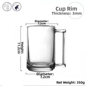 Heat-Resistant Microwavable Tempered Glass Cup with Handle