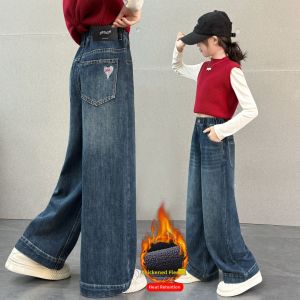 Quần Jeans Dài Thẳng Phong Cách Thêu Cho Bé Gái