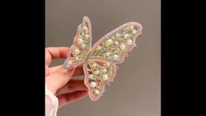 Jedai Logam 9.5cm Kupu Kupu Jepit Rambut Alloy Jumbo dengan Aksen Mutiara Permata Jepit Rambut Salon Diamond Pearl Bahan Besi Motif Butterfly