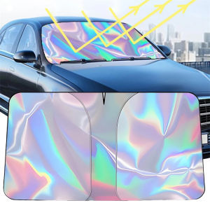 Folding Car Sunshade Colorful Laser Automotive Truck Front Windshield Heat Insulation UV Protection Sun-Blocking Fabric Cover