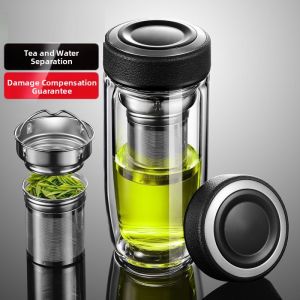 Insulated Double Layer Glass Tea Separation Cup