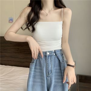 สลิมฟิตสไตล์เกาหลีผ้าไหมน้ําแข็งห่อเสื้อกล้ามหน้าอกสําหรับผู้หญิงที่สมบูรณ์แบบสําหรับฤดูร้อนพร้อมแผ่นรองหน้าอกชุดชั้นในสําหรับธุรกิจชุดลําลอง