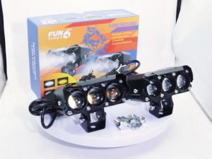 2pcs P4 lights+ 2brackets+2externalballasts LN3 LN4 Laser Gun Mini Driving Light Motorcycle Light 6000LM High Low Beam Waterproof COD