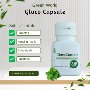 Green World Gluco Capsule – Suplemen Herbal Diabetes & Gula Darah Herbal Alami Bantu Kendalikan Gula Darah