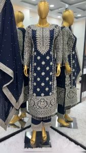 [PRE-ORDER] Ready Made Faux Georgette With Heavy Embroidery Sequence Suit (10-15days delivery)
