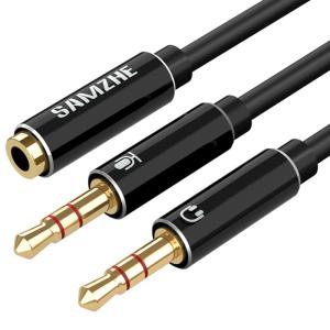 Samzhe | Headphone and Microphone Splitter Adapter 3.5mm