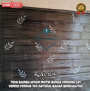 TIRAI BAMBU GULUNG PENUTUP TERAS  MOTIP BUNGA TIRAI OUTDOOR TIRAI PENUTUP WARUNG FREE PAKU SAMA TARIKAN