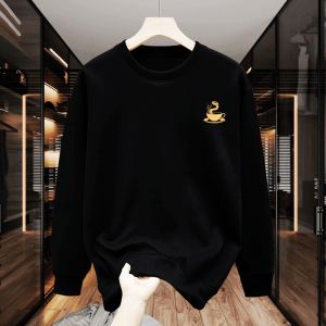Luxurious Angora Red Cotton Fleece Lined round Neck Sweatshirt for Men YHNP Lucky Year 2025 Autumn Winter Couple Matching Casual Wear