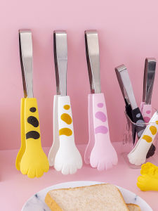 Cute Kitchen Cat Claw Food Clamp Stainless Steel Anti-Scalding Non-Slip Food Clamp Bread BBQ Clamp Baking Barbecue Clamp