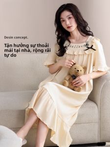 MiiOW | Váy ngủ cotton nguyên chất MiiOW dành cho nữ mùa hè 2025 Váy ngủ thoải mái nhẹ thoáng khí có thể mặc ngoài trời Quần áo mặc nhà