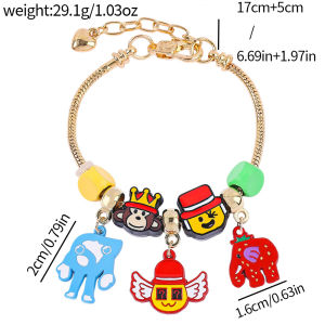 Bandai | Steal A Brainrot Charm Bangle - Zinc Alloy & Rhinestone Cool Street Style Thoughtful Graduation Present