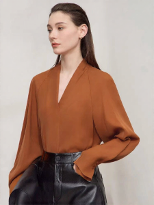 AMII | Elegant V-neck Insert Sleeve Chiffon Blouse