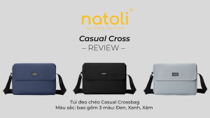 Túi đeo chéo đi học hàn quốc Natoli nhiều ngăn đựng laptop chống nước Casual Cross T2