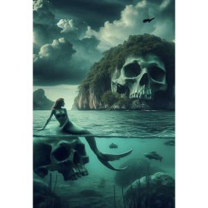 Kayou | 500/1000/1200/2000 PCS Jigsaw Puzzles Scary Skulls and Mermaids Family Activity Games DIY Puzzle for Living Room Home Decor Gift