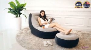 INTEX Inflatable Lounger Air SofaMade By PVC And Flocking Materials With Foot Pad Sofa Angin Malas 68564