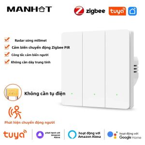 Tuya Thông Minh Zigbee Công Tắc Cảm Biến Con Người Nút Nhấn Điều Khiển Ánh Sáng Không Cần Tụ Điện Ứng Dụng Cuộc Sống Thông Minh Tương Thích Alexa Google Home