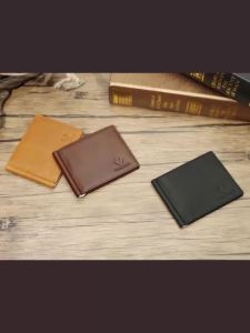 Genuine Leather Mens Slim Wallet with Money Clip RFID Blocking Bifold Credit Card Holder SlimMale Cash Holder Purse