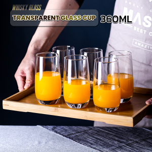 Transparent Glass Cup 360ml Clear Drinking Water Glasses Juice Cocktail Cups for Red or White Wine Banquet Party Bar Wedding 1Pc