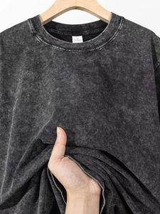 Large Size 300 Pounds Washed Vintage Short Sleeve Mens T-Shirt Summer New American Retro Loose Versatile Trendy Brand Tee Shirt