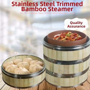 ZUNYI | Deepened Bamboo and Stainless Steel Steamer Basket