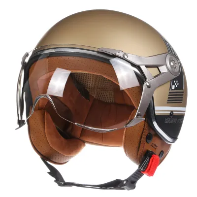 BLD | DOT 3/4 Open Face Motorcycle Retro Motorbike Helmets With For Men Women Vintage Chopper Capacete De Moto Bike Cascos Scooter