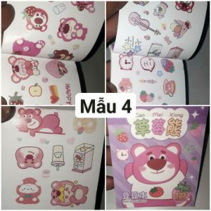 Một tập 12 tờ có 72 hình dán gấu dâu bằng giấy rất đẹp