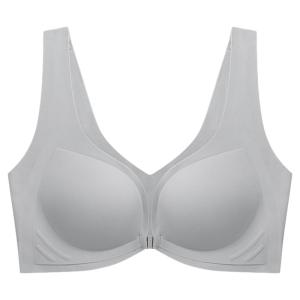 PAERLAN Front Buckle Bra Womens Jelly Strip Wireless Seamless No Steel Ring Side Breast Collection Prevents Expansion Small Chest Gathered
