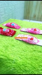 kembarshop- Headband Bandana Bando Anak Bayi 0-5th cantik double flowers with pearls Warna RANDOM