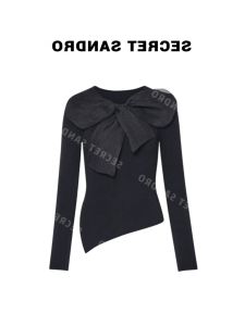Elegant Butterfly Knot Knitted Sweater Top Korean Style Premium Womens Flagship Store Oajer Commute Style Long Sleeve