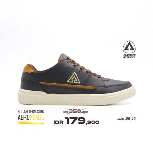 Aerostreet 37-44 Vintage Krem Hitam Coklat - Sepatu Sneakers Casual