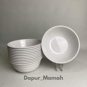 ( 6pcs )Mangkok Melamin Ulir SINGASINGI 18cm Tebal Anti Pecah Estetik Tahan Panas Cocok Untuk Kuah Saji