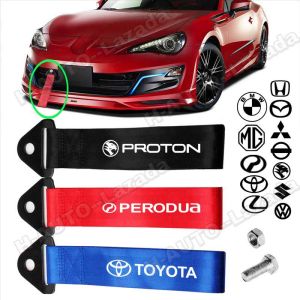 Car Bumper Towing Strap Belt For Proton Perodua Toyota Honda Mazda Mitsubishi Nissan Volkswagen Suzuki BMW MG High Strength Nylon Tow Strap With Nut Trailerropes Bumper Trailer Towing Rope Hook Car Accessories Interior