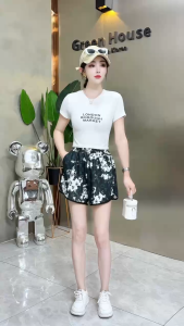 CHJ STORE  กางเกงขาสั้นผู้หญิงเอวสูงเเฟชั่นใหม่ |  ใส่ได้หลากสไตล์ในตัวเดียว ผ้าใส่สบายดีระบายอากาศ แฟชั่นน่ารัก QC-KZ9003