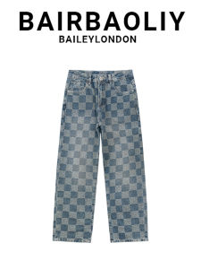 Check Plaid Luxury Casual Jeans Mens Pants