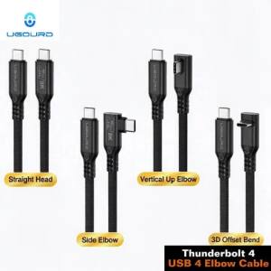 UGOURD 90 Degree Right Angle USB4 Gen3 Cable Thunderbolt 4 40Gbps PD3.1 240W 8K 60Hz Type C to C 90° Elbow Cable for MacBook SSD