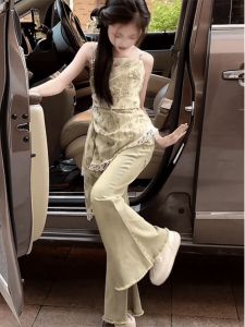 Girls Retro Denim Bell Bottoms Slimming Long Leg Effect Summer New Style Medium to Large Childrens Korean Version Jeans