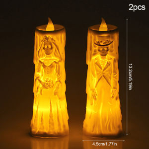 Halloween Horror Ghost Bride Groom LED Candle Electronic Light Halloween Skeleton Lamp Party Decoration Flameless Night Lights
