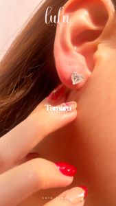 Lulu Moissanite Jewelry Tamara Solitaire Heart Shape Stud Earrings 1 Pair 2CT Lapis Emas 18K Sertifikat GRA