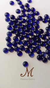 พลอยแท้ ไพลิน น้ำเงินกำมะหยี่สวย เจียหลังเบี้ย ขนาด 5 มิล Natural Blue Sapphire Loose Gems พร้อมขึ้นตัวเรือน