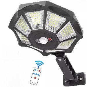 Super Bright 168 LED Solar Outdoor Lamp Motion Sensor 6500K Daylight Remote Adjustable Settings All Weatherproof Farm Factory